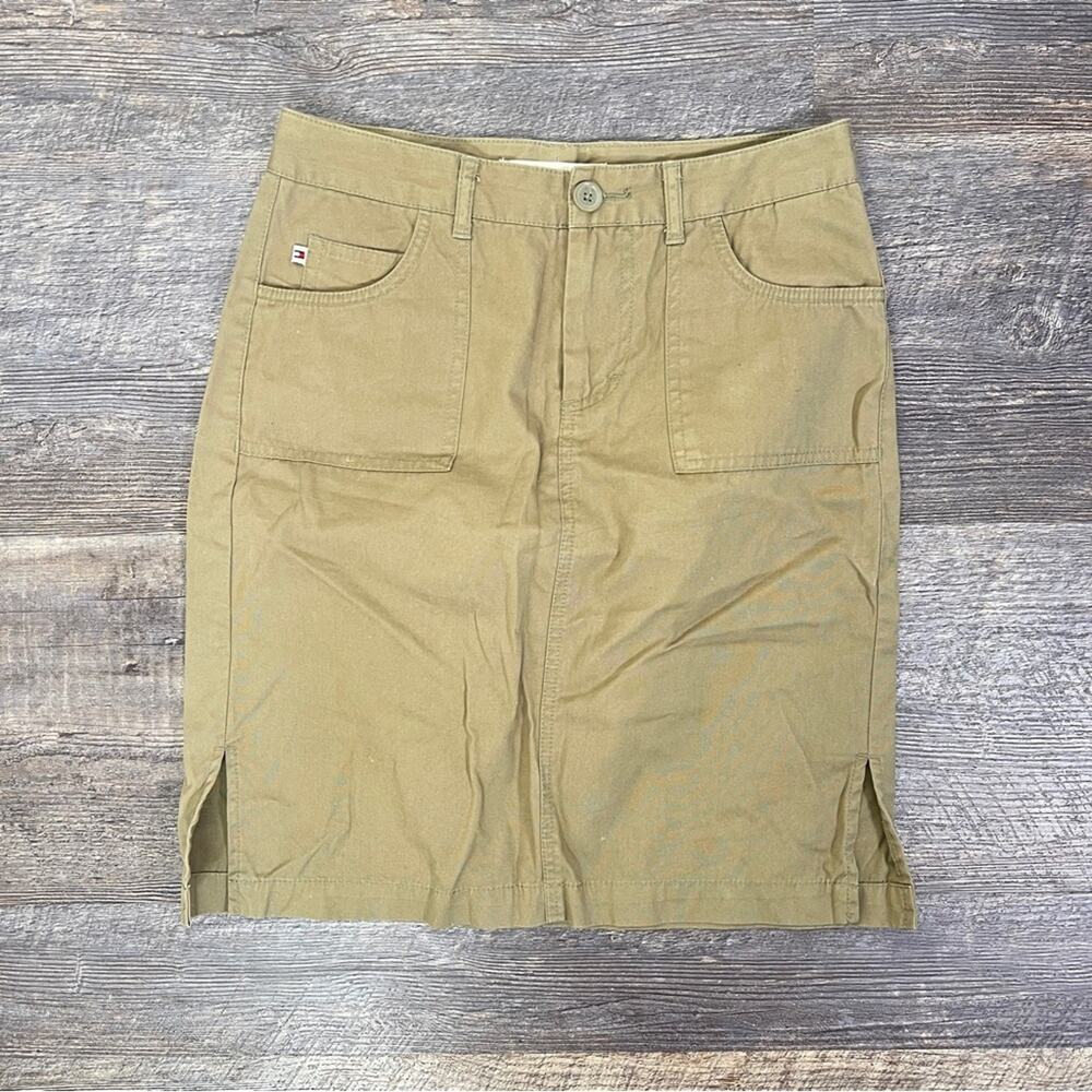 Tommy Hilfiger army green five packet style straight pencil skirt size 2 B53